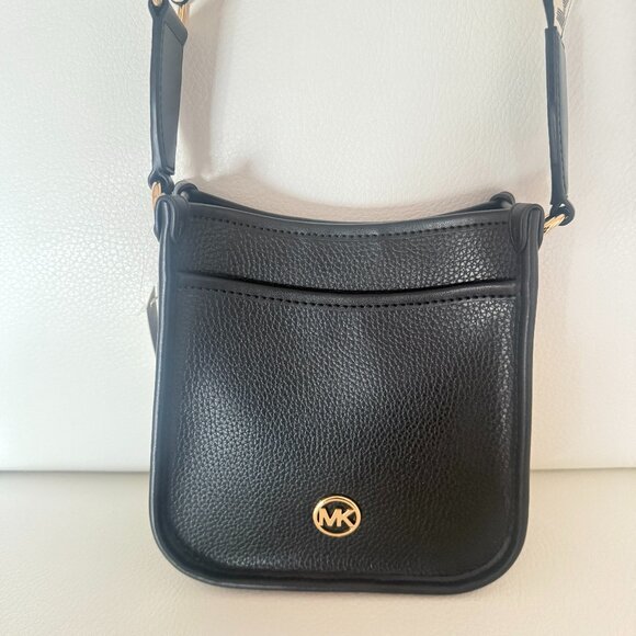 NWT MICHAEL KORS LUISA SMALL NS PHONE CROSSBODY BAG BLACK LEATHER $198 PURSE - Picture 3 of 6